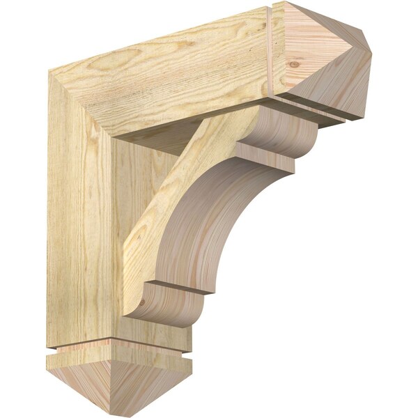 Ekena Millwork Olympic Arts and Crafts Rough Sawn Bracket w/ Offset Brace, Douglas Fir, 8"W x 24"D x 24"H BKT0806X24X24OLY03RDF - main